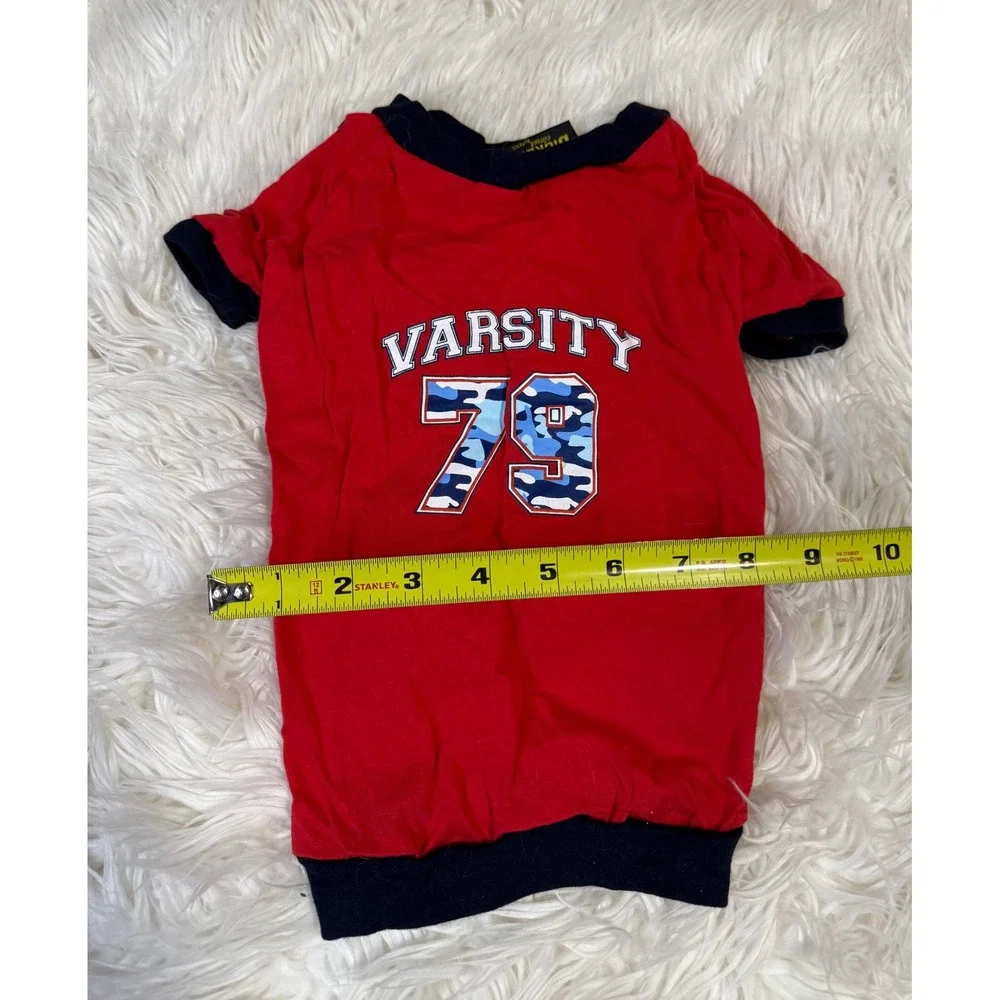 Varsity 79 Dog Shirt Red Camo Print Numbers Sporty Pet Tee